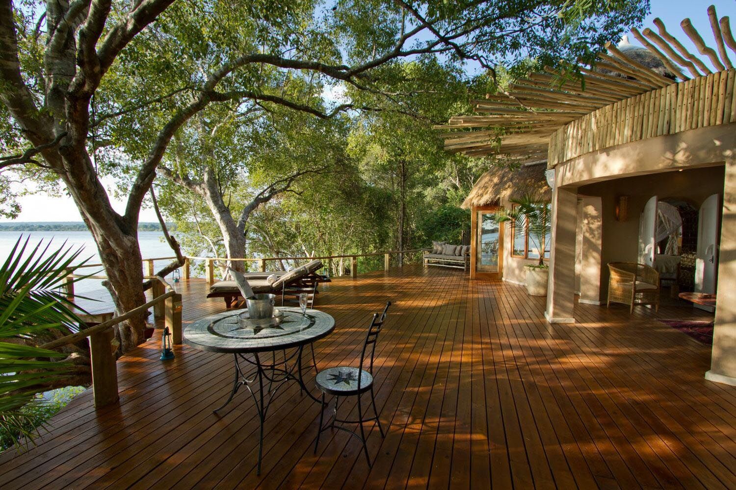 Accommodation and guest areas at Tongabezi Lodge