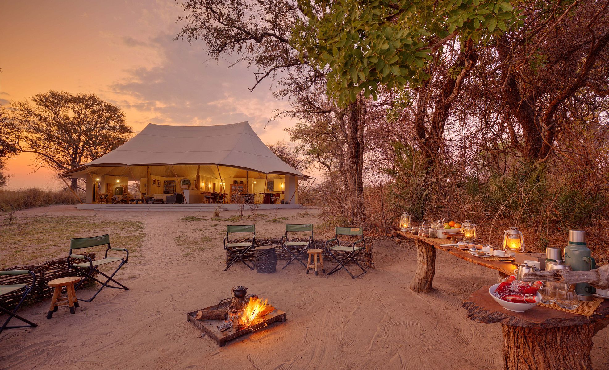 Accommodation and guest areas at Chisa Busanga Camp