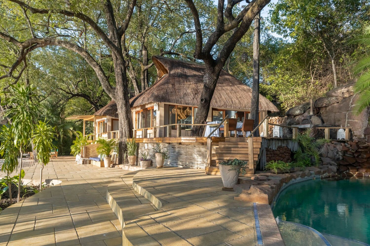 Accommodation and guest areas at Tongabezi Lodge