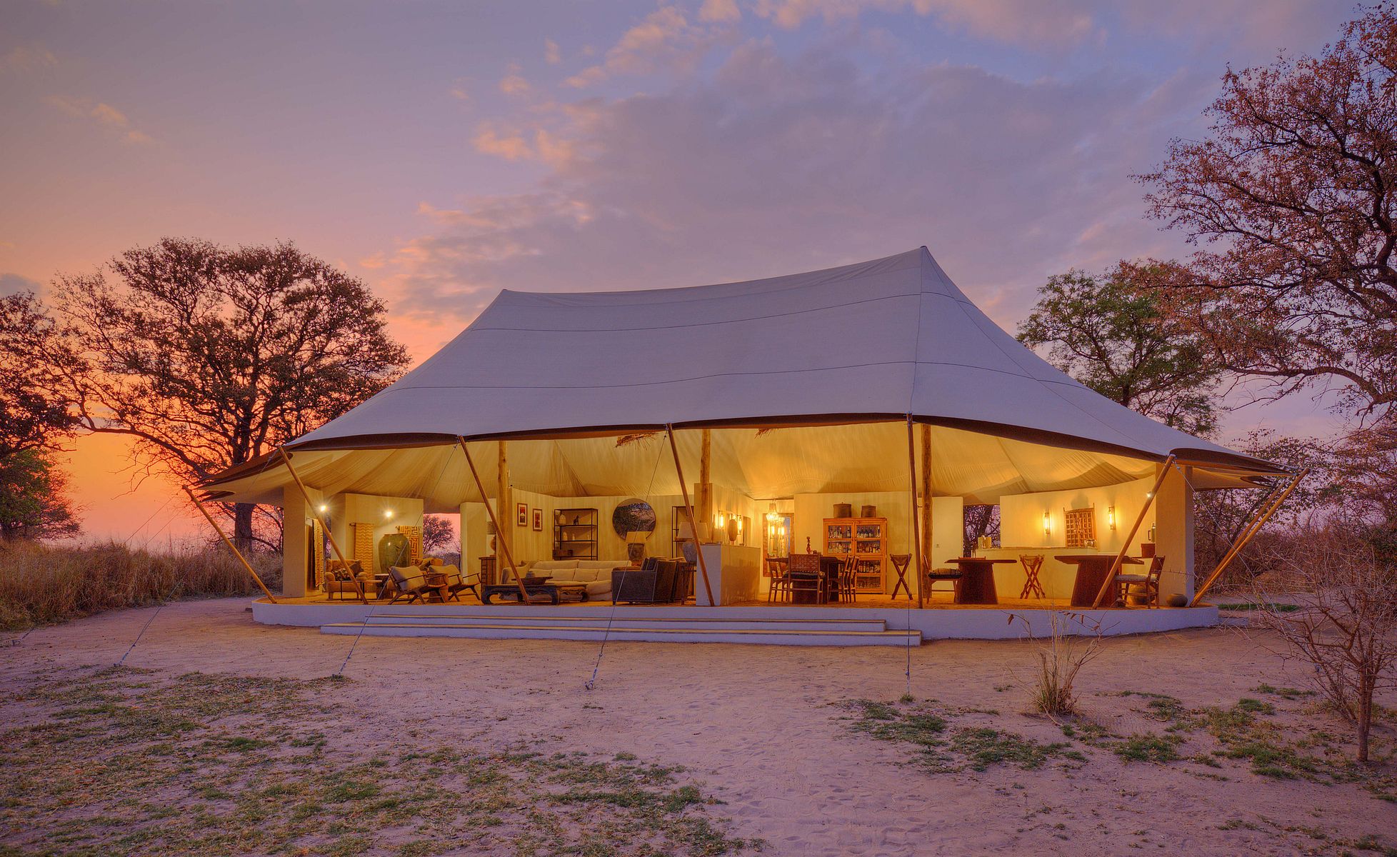 Accommodation and guest areas at Chisa Busanga Camp